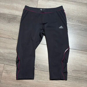 Adidas cropped leggings with pink detailing